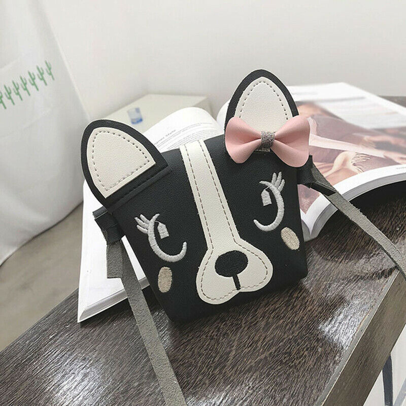 Nette Baby Art Mädchen Leder Mini Nette Hund Bogen Handtasche Münze Tasche Kreuz Körper Bote Schulranzen Taschen Wenig 3D Ohren geldbörsen freundlicher