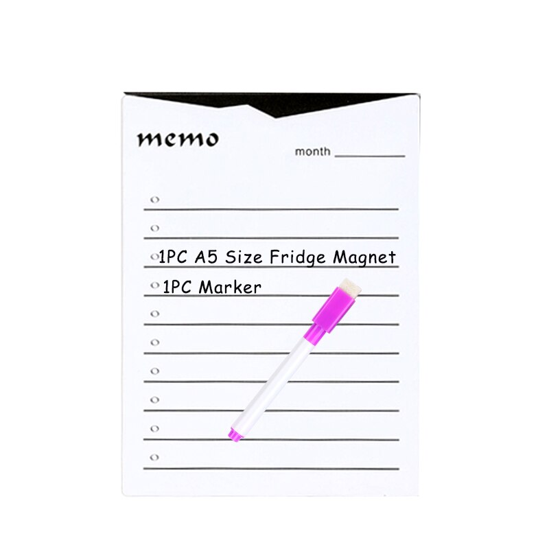 A5 Size Dry wipe Magnetic Whiteboard White Board for Fridge Magnet Sticker Weekly Planner Message Board Writing Pad: style 4