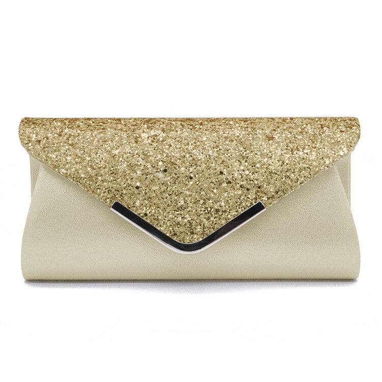 Women Evening Clutch Bag Female Crystal Day Clutch Wedding Purse Party Banquet Black Gold Silver Clutches Bag Sequin Shoulder: Gloden