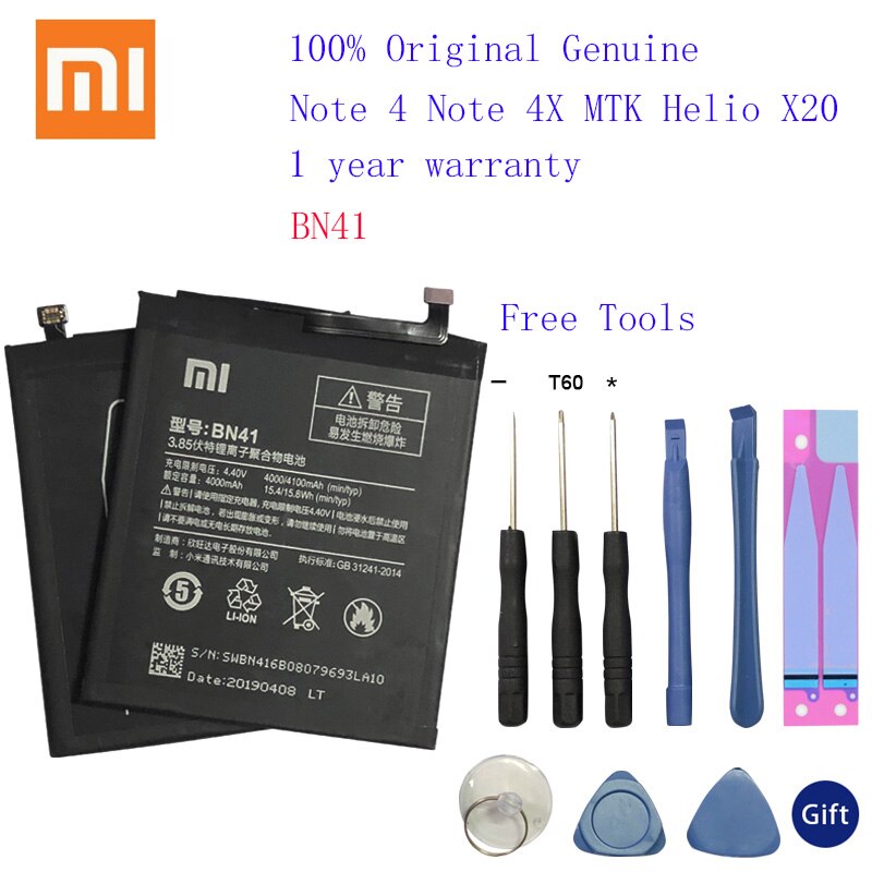 XiaoMi Original Replacement Battery For Xiaomi Note 3 4 4X 5 5A Pro Mi5 Mi 5X MI5S Redmi 3 3S 3X 4X 4A 5A 3 pro 5 Plus Batterie: BN41 Note 4 4X MTK