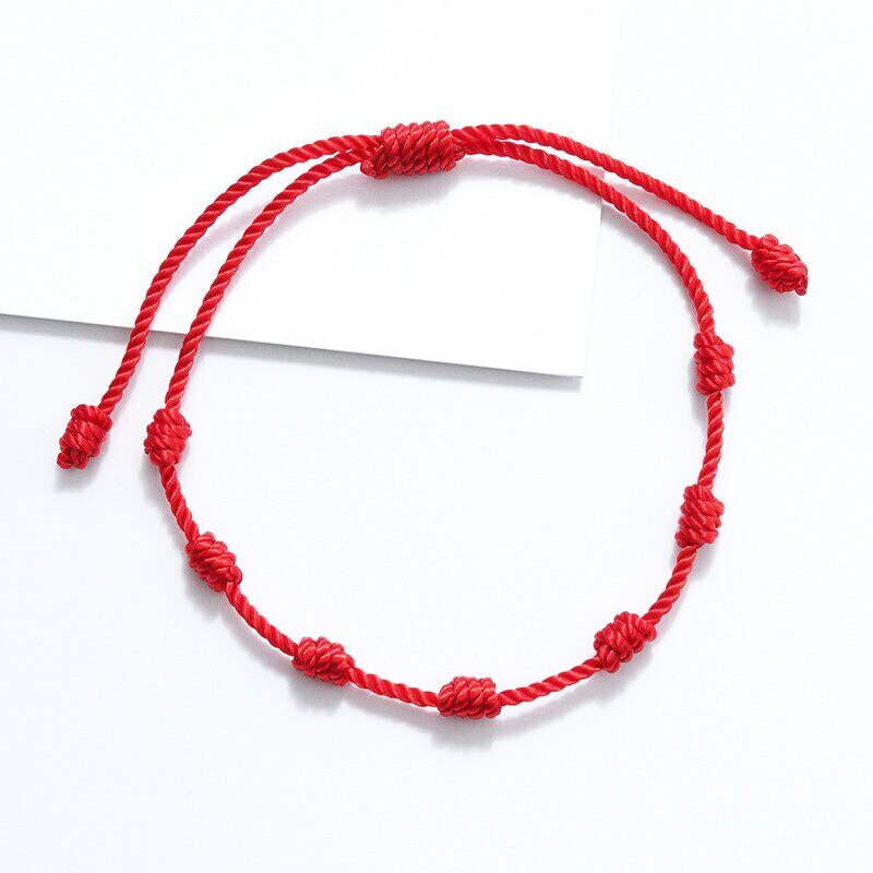 4 pçs 7 nós pulseira de corda vermelha para o casal mal olho pulseira proteção boa sorte amuleto para o sucesso artesanal amizade presente