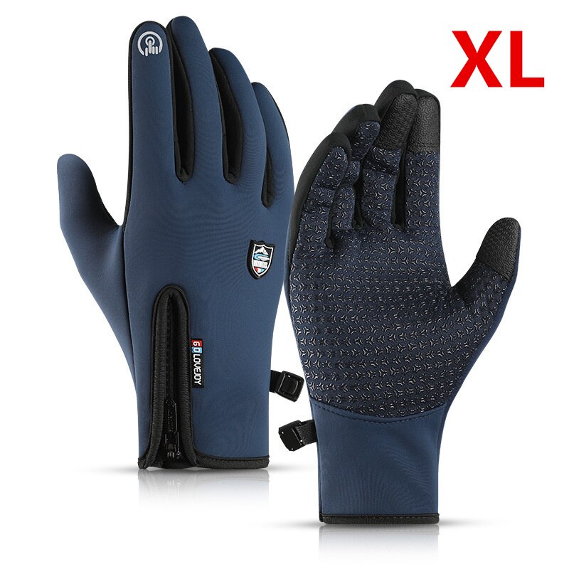 Xiaomi Outdoor Cycling Gloves Winter Warm Fleece Ski Full-finger Gloves Touch Screen Windproof Waterproof Glove for Women Men: Blue XL