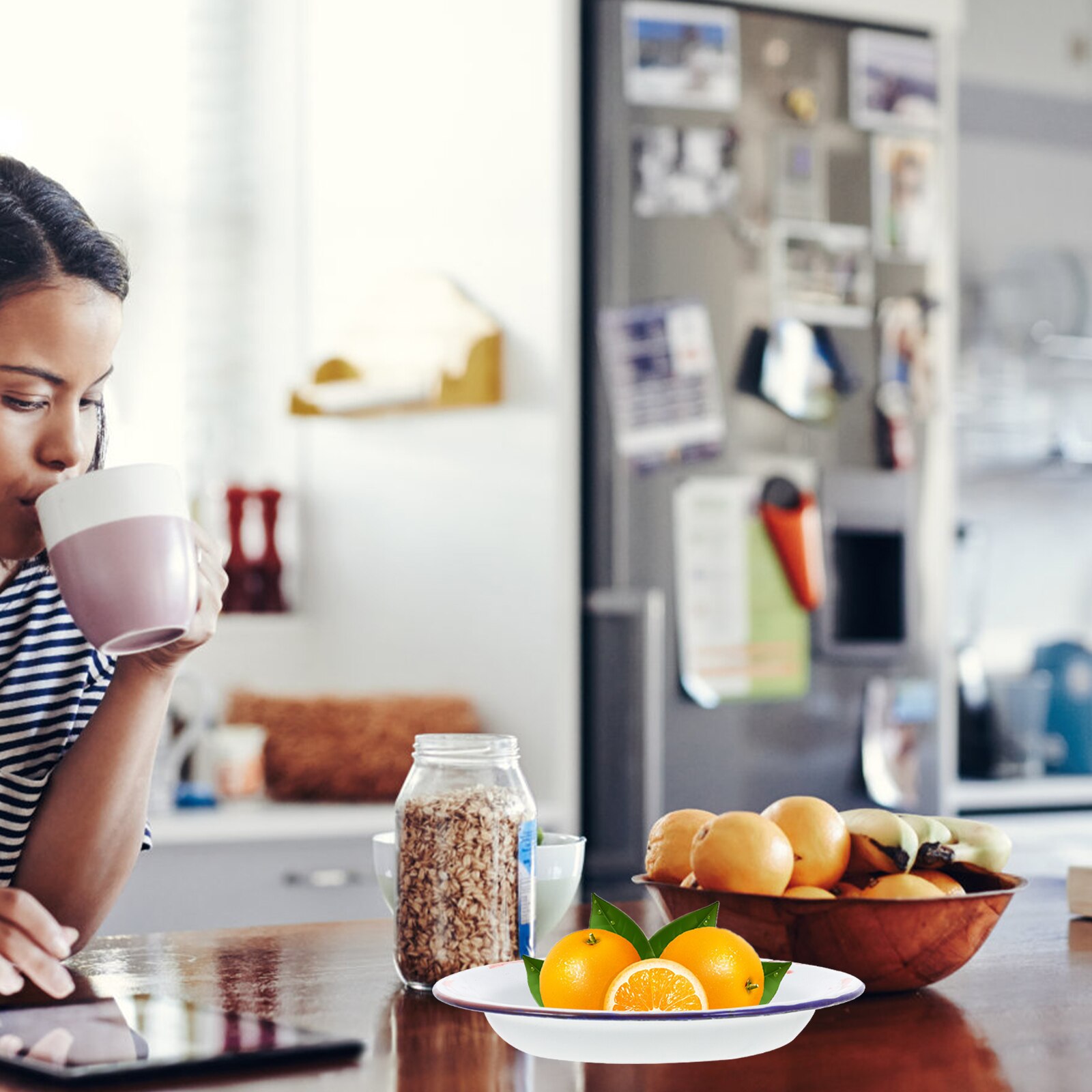 Enamel Snack Plate Chinese Style Food Serving Plate Food Tray Tableware