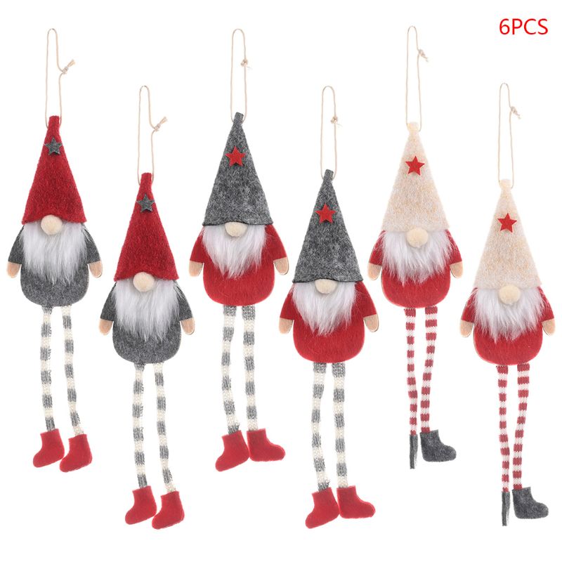 6 stk christmas long leg svensk nisse nisse dukke ornamenter hengende hengende leker juletre peis hjem soverom dekor: Default Title