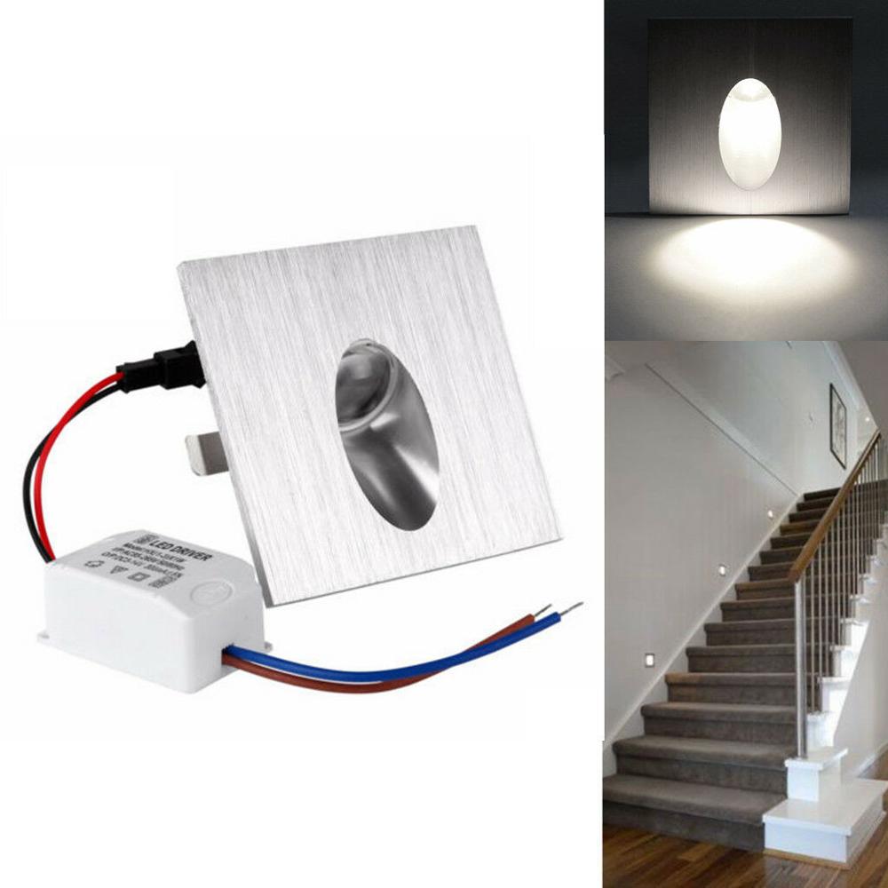 1w/3w forsænket led trappelys indendørs hjørnevæglamper trappe trin trappe gang trappelampe  ac85-265v