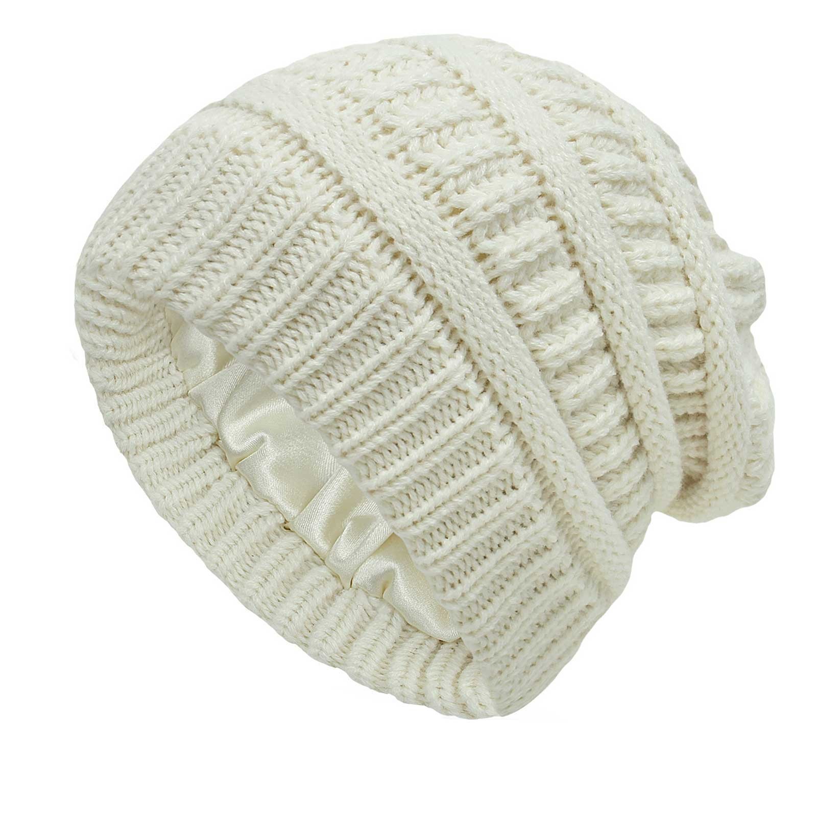 Gorro de felpa para mujer, gorro de algodón tejido para mantener el calor, accesorios de invierno,: white