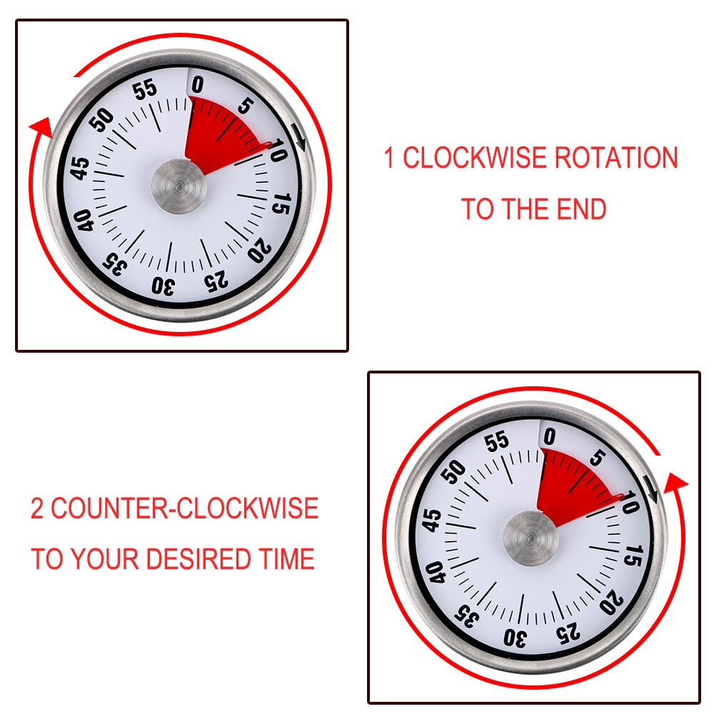 Kitchen Timer Time Reminder 60 Minutes Magnet Round Shape Kitchen Tools Countdown Alarm Reminder Mechanical Cooking Timer