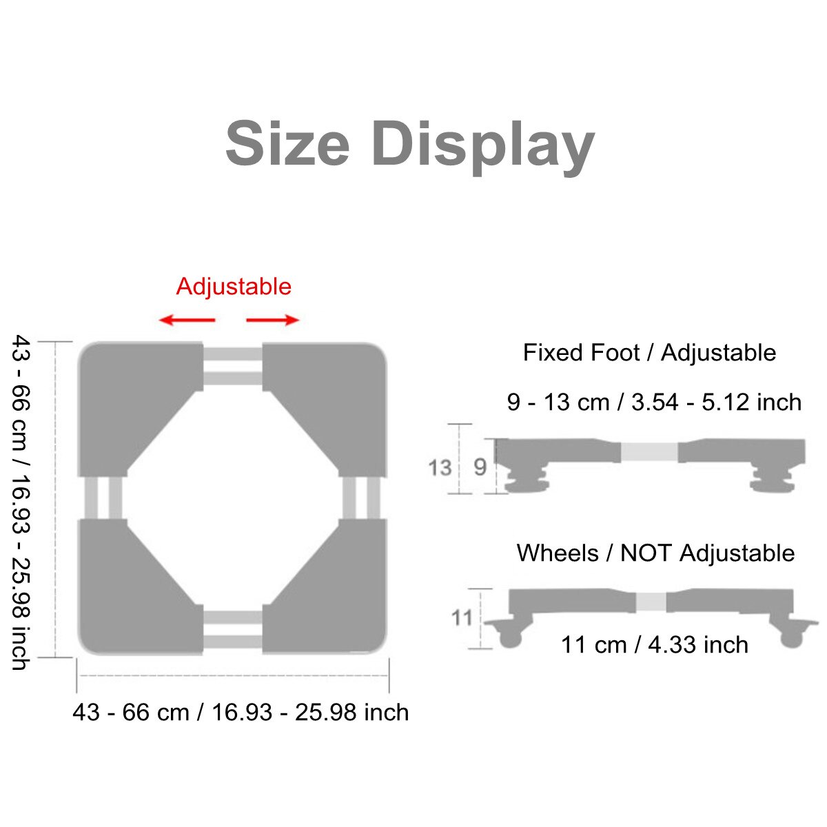 Washing Machine Floor Stand Adjustable Movable Base Holder for Refrigerator Fridge Universal Machine Carriage Mount 4 Pattern