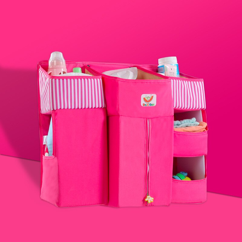 Multi-Function Hanging Foldable Baby Bed Organizer Nursing Storage Bag Holder Diaper Stacker Portable Dual Layer Baby Bed Set: J