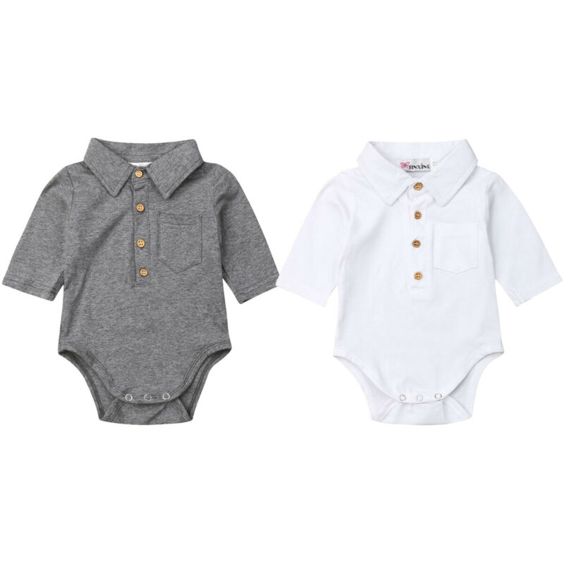 Schattige babykleding voor jongens, formele katoenen bodysuit, halflange mouwen, overhemden met knoopjes, zomerse peuter- en kleuteroutfits, 1-2y