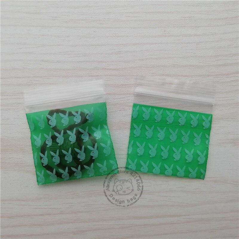 Small Zipped Lock Reclosable Plastic Zip Lock Bags (4Patterns 24Sizes Selects) #H14: green bunny / 16x16mm