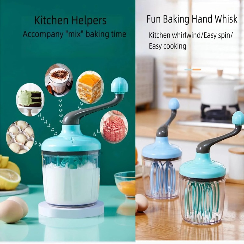 Egg Beater Hand Mixer Semi-Automatic Egg Whisk Milk Frother Handheld Egg Mixer Hand Cranked To Beat Egg Whites Baking Tool