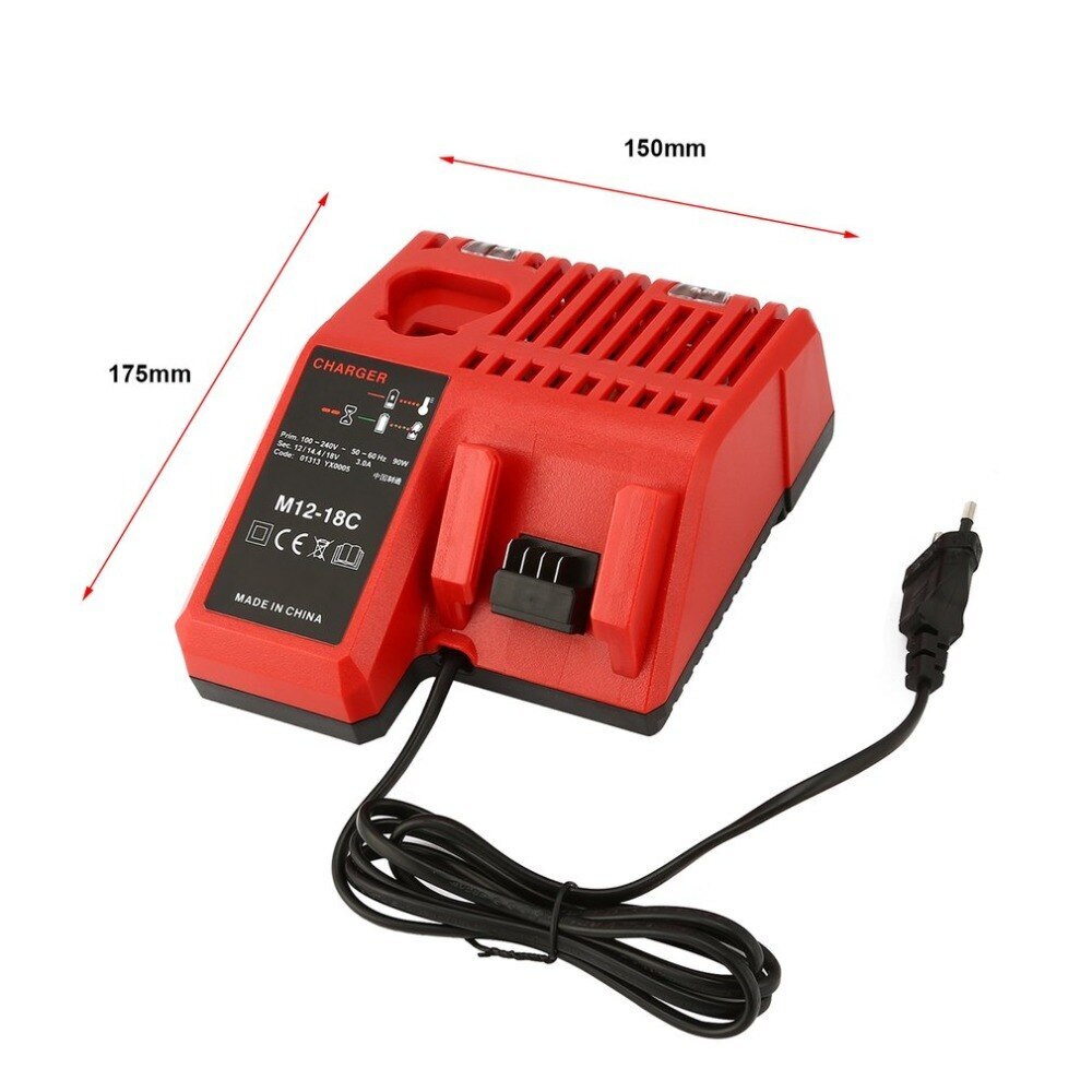 M12-18C Batterij Oplader Draagbare Power Tool Batterij Snelle Lader Geschikt Voor Milwaukee 12-18V 3A Li-Ion Batterijen AC100-240V