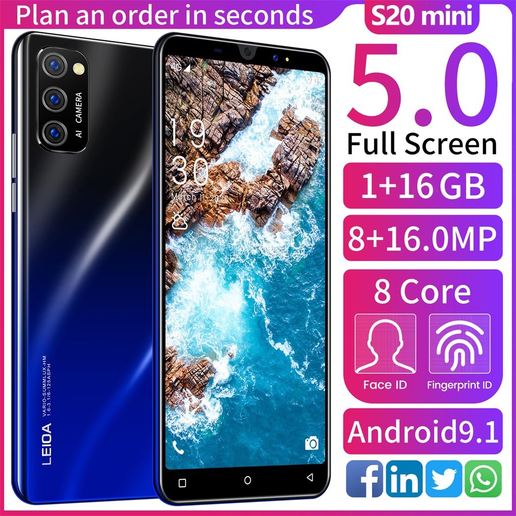 S20mini Smart Phone Learning Machine 5in Dual SIM Android Fingerprint Face Unlocked Education Memory 1GB+16GB