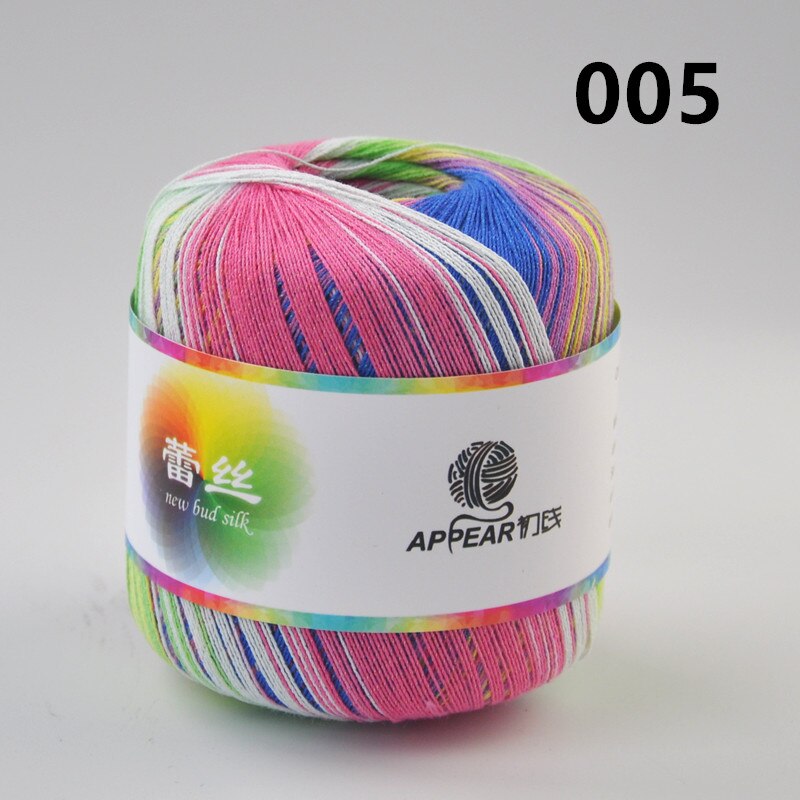 50g/Bal Katoen Metallic Kant Regenboog Garen Kleurrijke Dunne Draad Voor Haken Breien Door 1.55mm Haaknaalden: 005