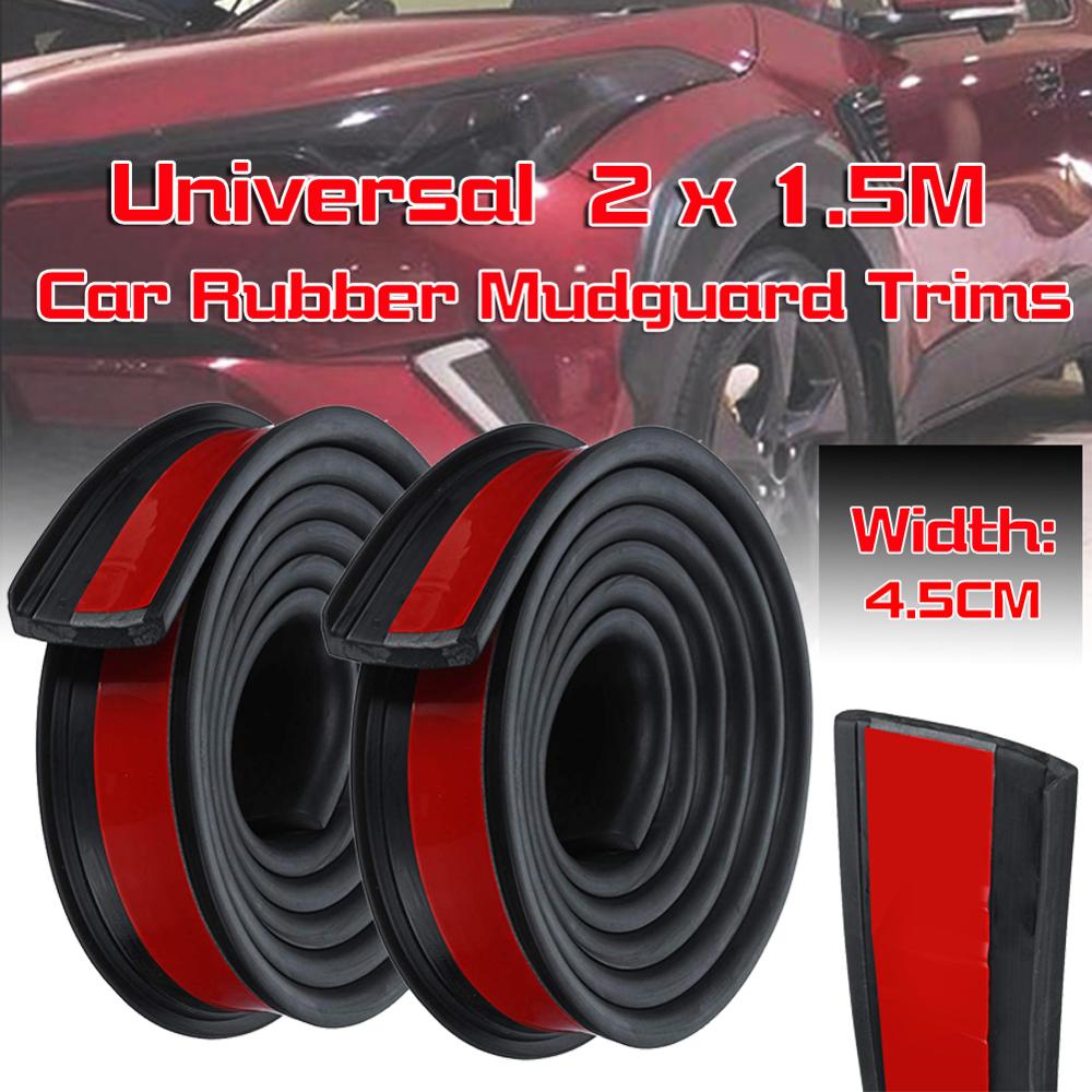 1.5 mx 3.8cm/5.5cm universell gummi bil hjulbue beskyttelseslister anti-kollisjon skjerming bil hjul beskyttelse hjul klistremerke: 4.5cm