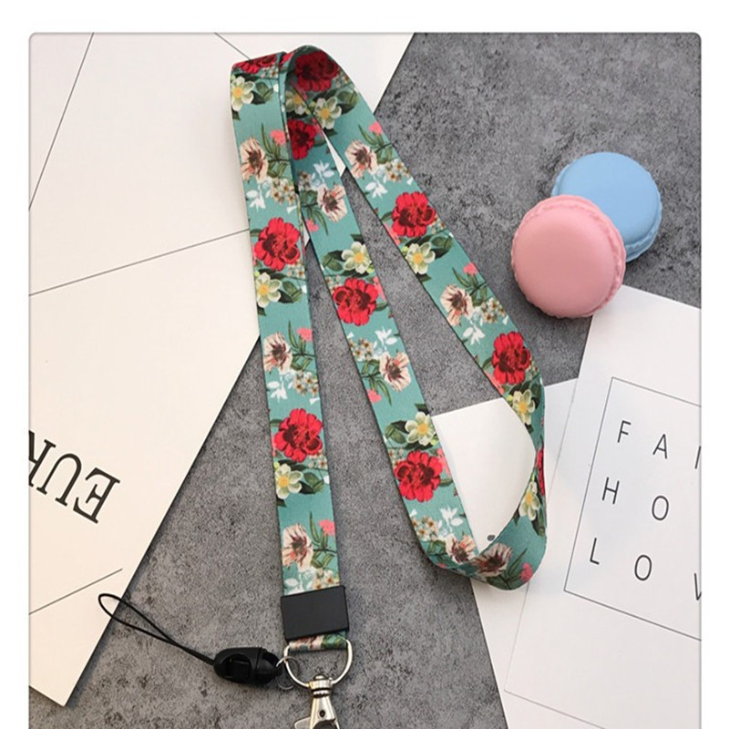 Lanyard for Keys flower lanyard for iphone 7 Samsung Phones MP3 USB Flash Drives Keys Keychains ID Name Tag Badge Holders: green red