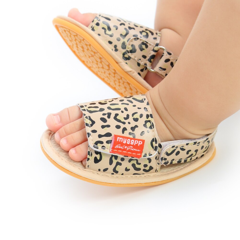 Bobora-zapatos de leopardo informales de cuero PU para verano, sandalias antideslizantes para recién nacido, primeros pasos, 0-18 meses