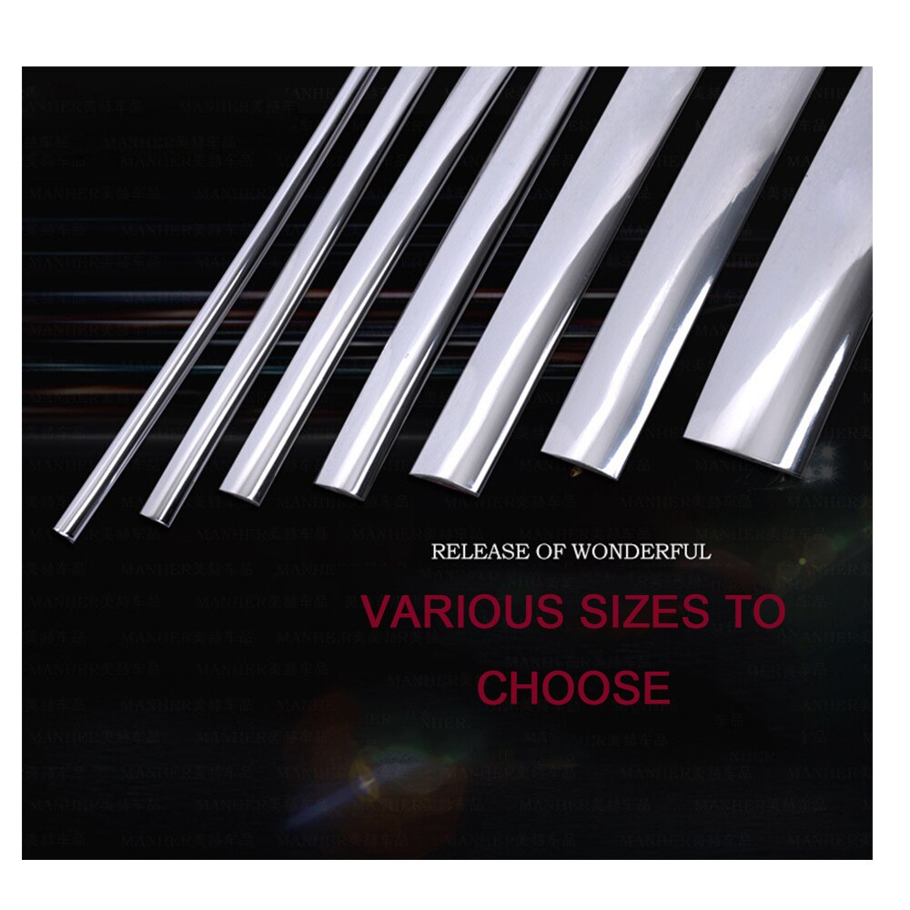 3m Car Protector Bumper Guard Chrome Styling Decoration Moulding Trim Strip 4mm 8mm 10mm 12mm 15mm 20mm 25mm