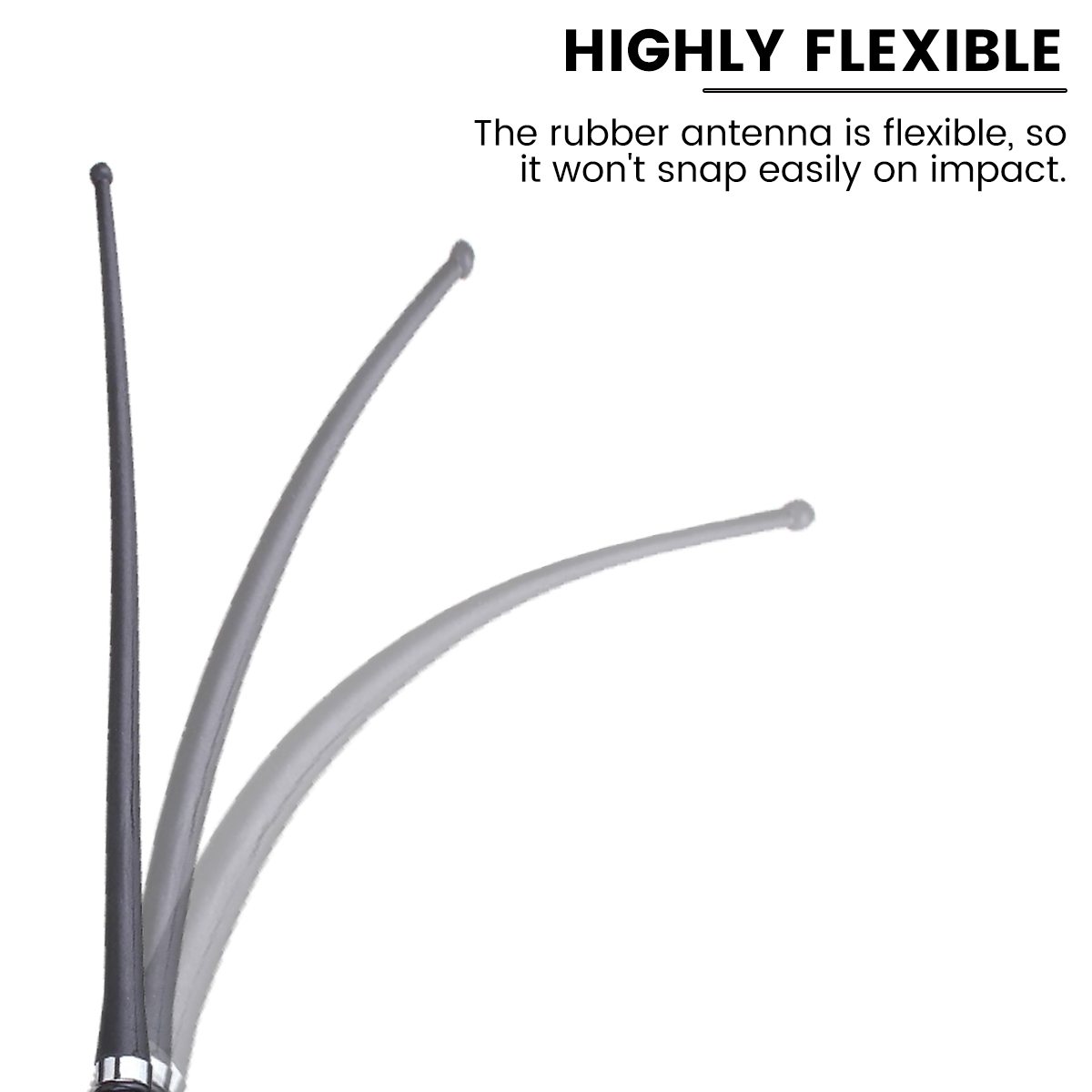 17in Car Roof Radio Antenna Car Radio Aerial AM-FM Rubber Antenna with 180° Swivel Base and 51" Cable Roof Mount Signal Aerial