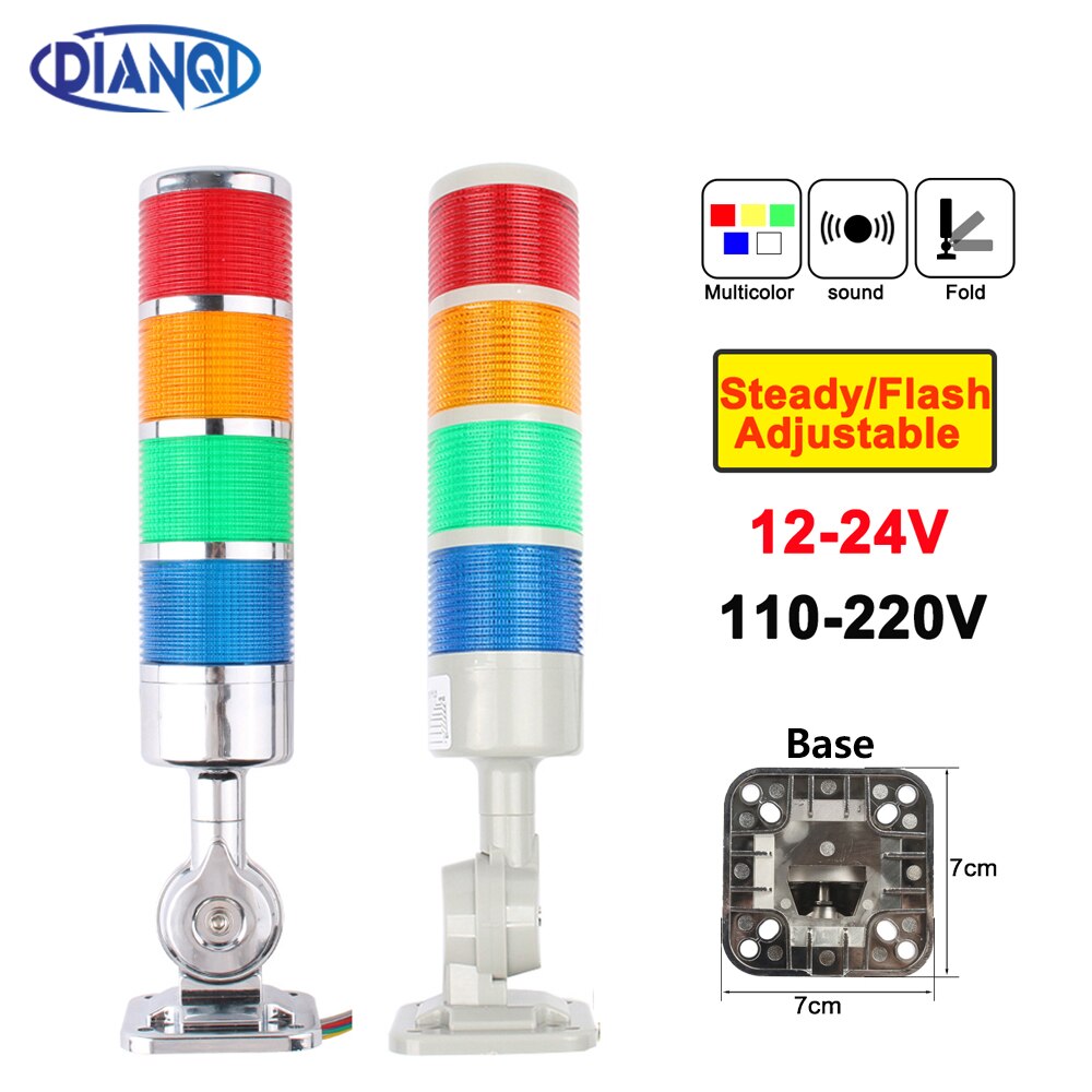 4 layers Rotatable 180 Stack light Red warning light industrial for CNC machine DC 24V 12V AC220V 110V Steady flashing light LED