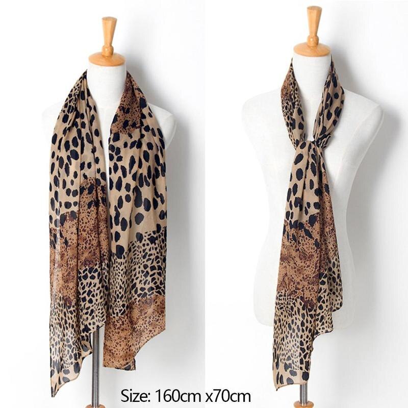 Bufanda de gasa de leopardo para mujer, chal de playa con protección solar para el cuello, foulard de invierno