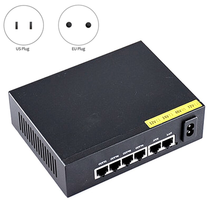 Standaard 6-Poort 100M Poe Switch Netwerk Kabel Splitter 4 + 2 Monitoring Switch
