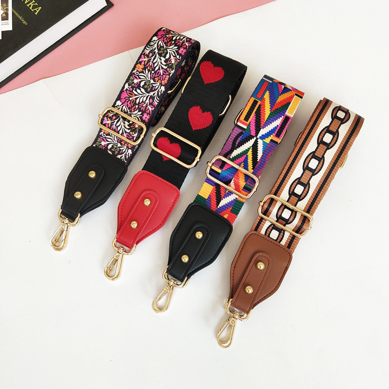 Nylon Colored Belt Bag Strap Accessories for Women Rainbow Adjustable Shoulder Hanger Handbag Straps Decorative chain bag