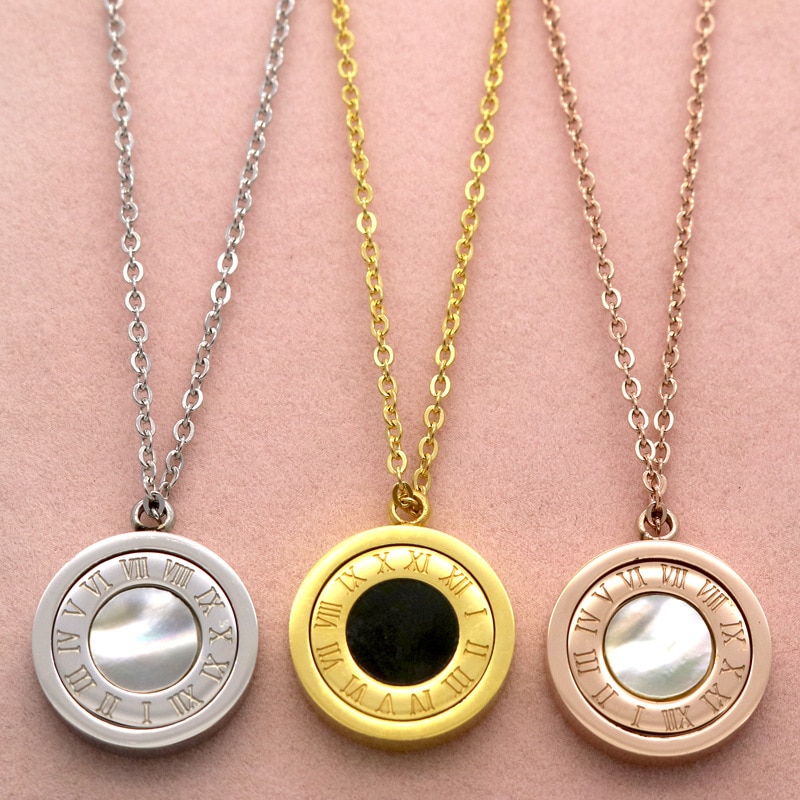 Witte zwarte schelp hanger ketting zwart-wit dubbelzijdige schelp romeins numeriek draaibare ketting