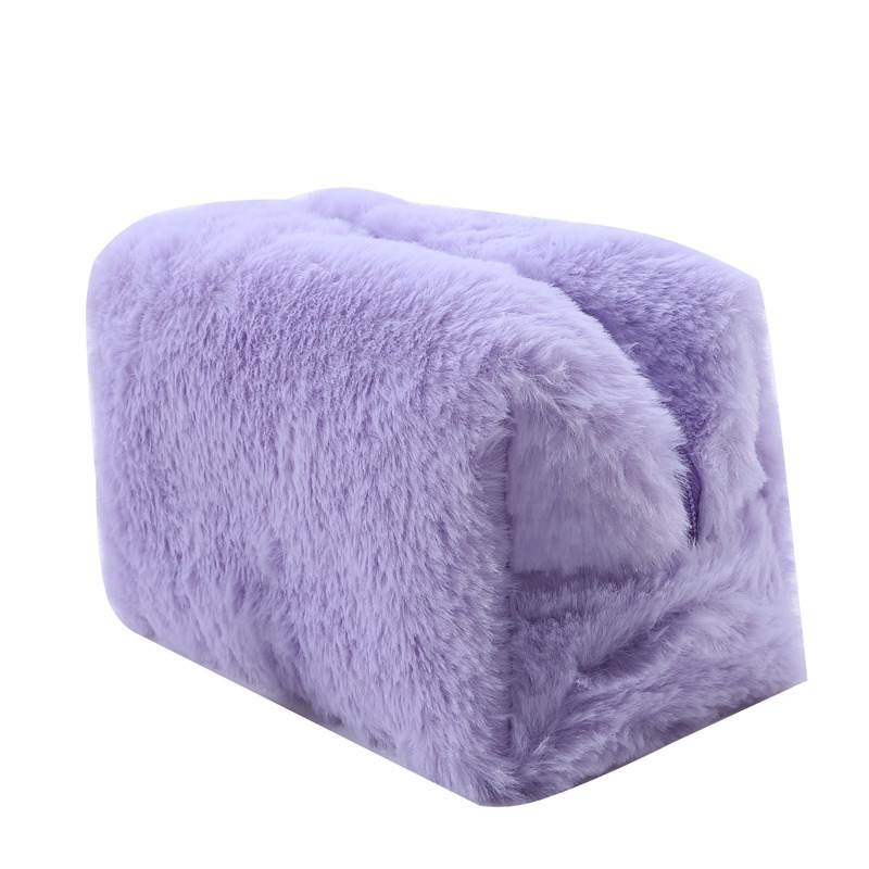 Pels makeuptasker til kvinder blød rejse kosmetiktaske organizer etui unge dame piger makeup etui nødvendigheder 1 pc solide håndtasker: Hvid