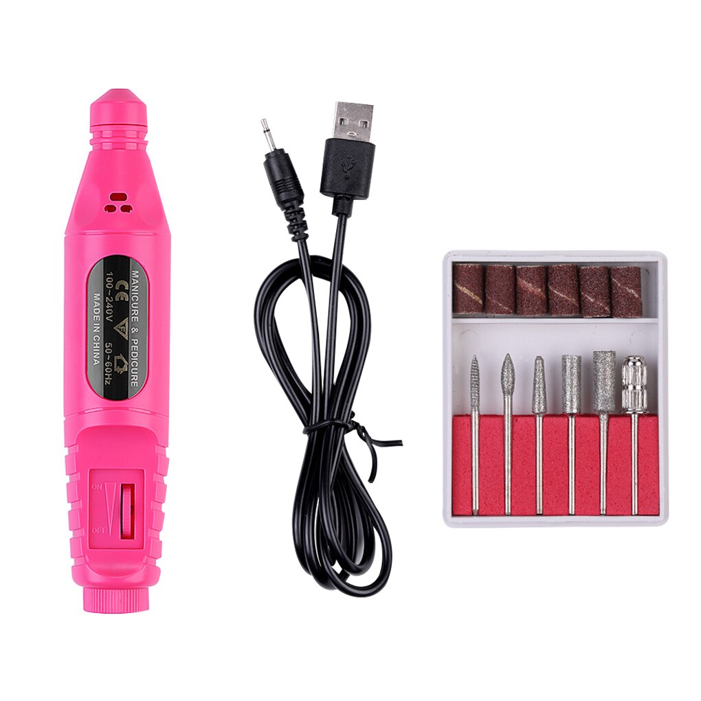 Uñas Tipo de rotulador pulidor Cable USB portátil de uñas manicura del arte de pulido amoladora máquina ABS 3 colores uñas arte pulidor salón herramientas: red