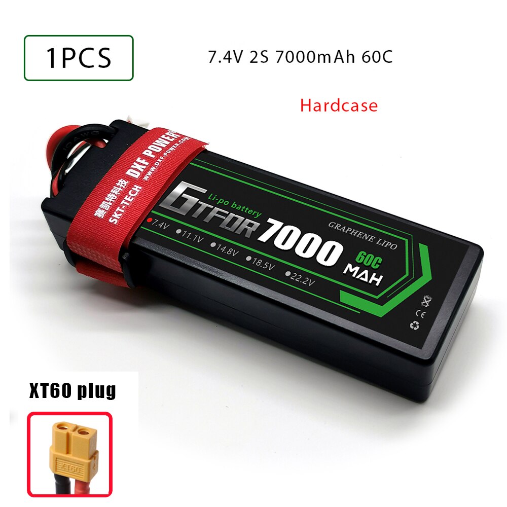 7.4V 5200 7000mAh 50C 60C 100C 120C GTFDR LiPo Battery Pack 2S HardCase For 1/8 1/10 RC Car Model Slash Emaxx: 1PCS7000mahXT60