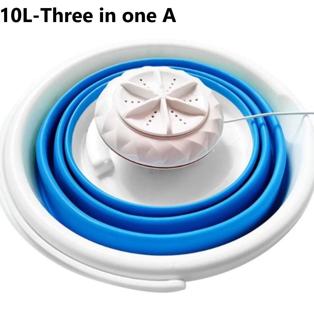 Ue/usa składana pralka ultradźwiękowa turbosprężarka mini pralka mini skarpetki i majtki czyszczenie artefaktu: niebieski-10L-3 in 1 A