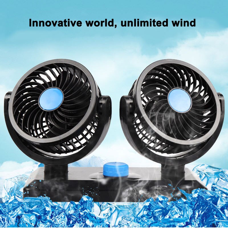 Car Dual Fan Car Interior Accessories 360 Degrees-round Car Cooling Accessories Swing Fan Ventilation Board Summer 12V/24V