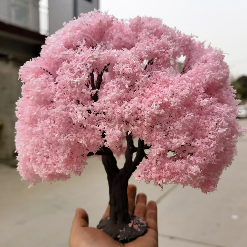 10-25cm simulation cherry blossom tree model flower tree Japanese doll house decor landscape animation garden scenery diorama: Clear
