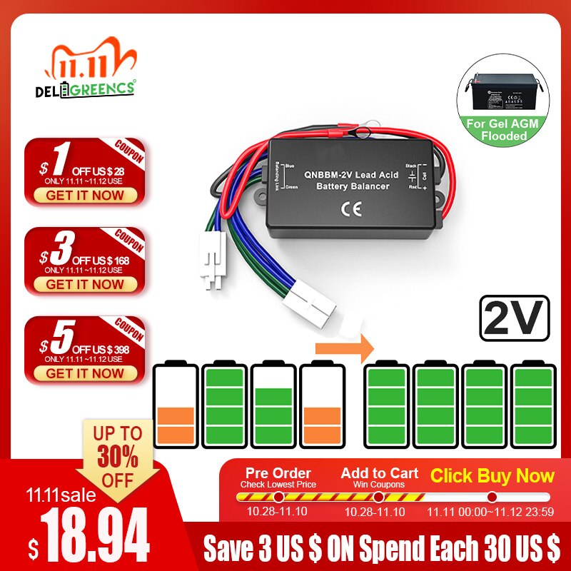 QNBBM 2V Lead Acid Battery Equalizer Capacitor Balancer Anti Sulfuration Vulcanization and Anti-Corrossion