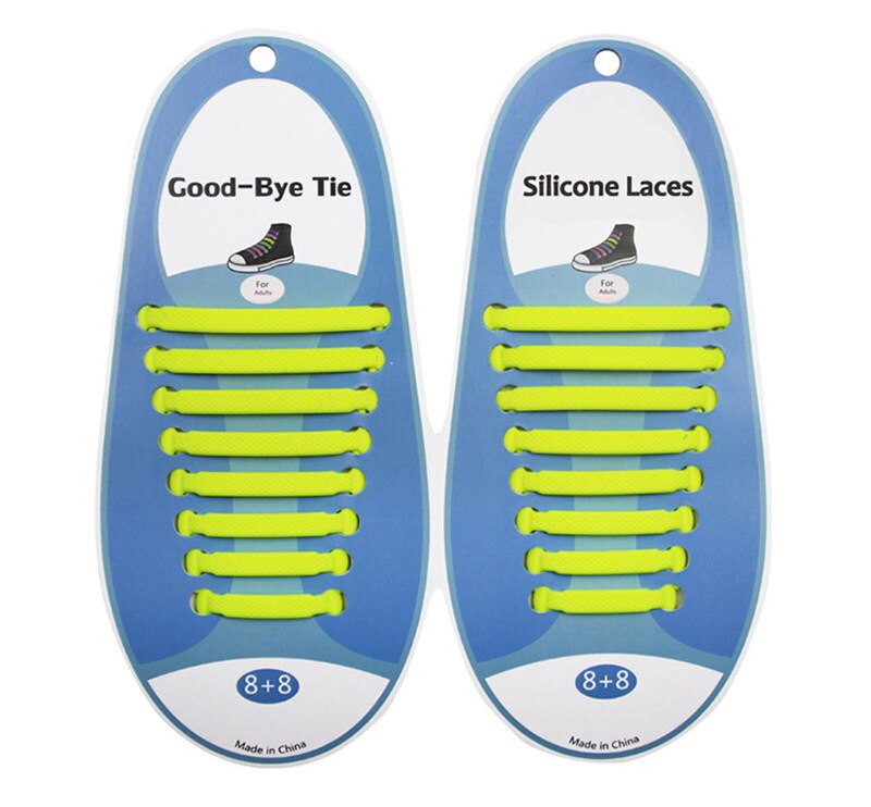 16 teile/satz Elastische Silikon Schnürsenkel Kreative Faul Silikon Laufende Keine Krawatte Gummi Spitze Schuhe Zubehör für mann frauen unisex: Gelb
