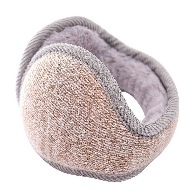 Winter Soft Fleece Earmuff Rabbit Plush Warm Foldable Women Men Ear Mask Collapsible Ear Muffs Ear Warmers Windproof Ear Cap: Khaki White