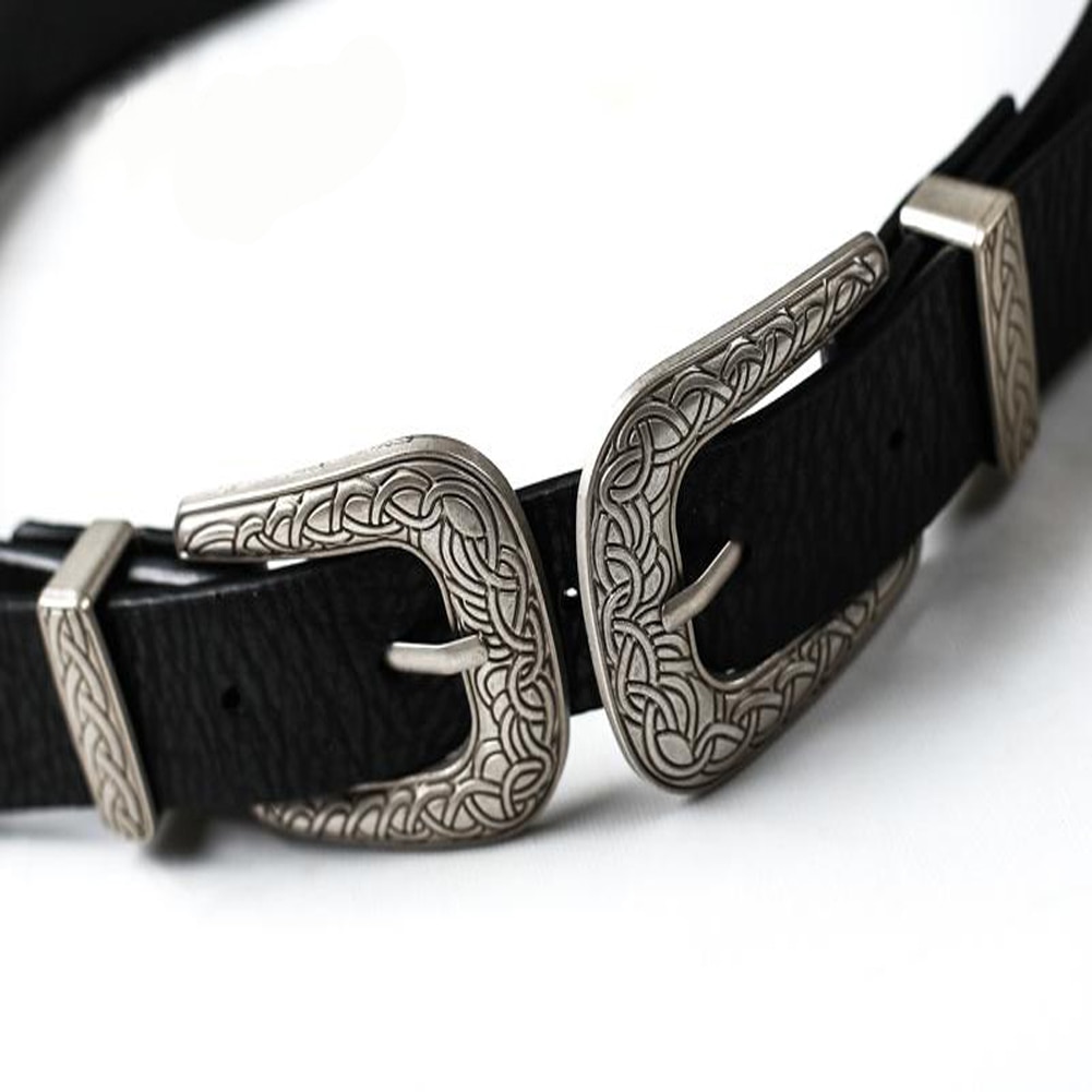 Vogue Vrouwen Dames Vintage Metalen Boho Lederen Dubbele Gesp Taille Riem Tailleband