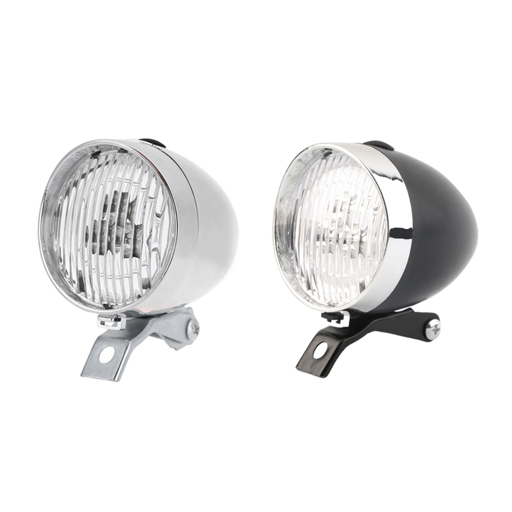 Night Riding Safety Warning Light Retro Bicycle Front Lamps ABS 3LED Battery Powered Bike Headlights Riding Accessories