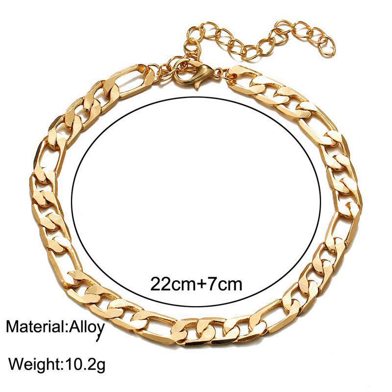 Men's Bracelets Gold Silver color Metal Curb Cuban Figaro Chain Bracelets Men Women Jewelry