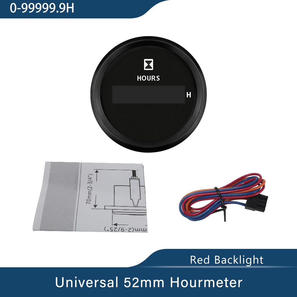 LCD Display Waterdicht 2 "Digitale Urenteller voor Bike Motorcycle ATV Auto Boot Met Rode Backlight 9- 32 V: BN