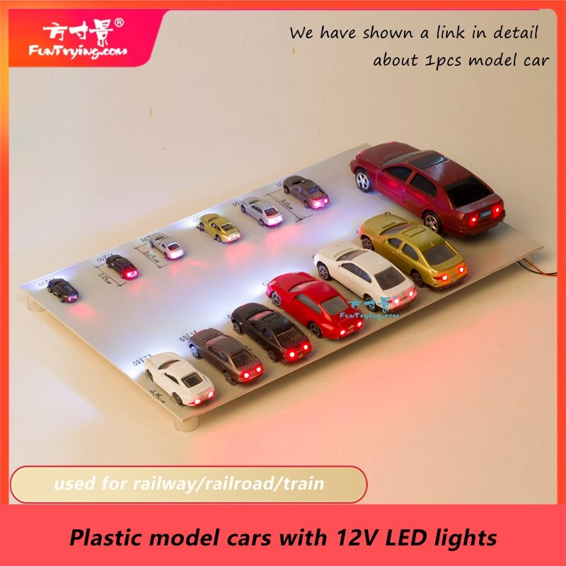 5 Pcs Model Cars with 12v Led Lights Plastic Car 1:87 Ho Scale /railway/railroad/train Building Scenery Layout Set Model HO/N
