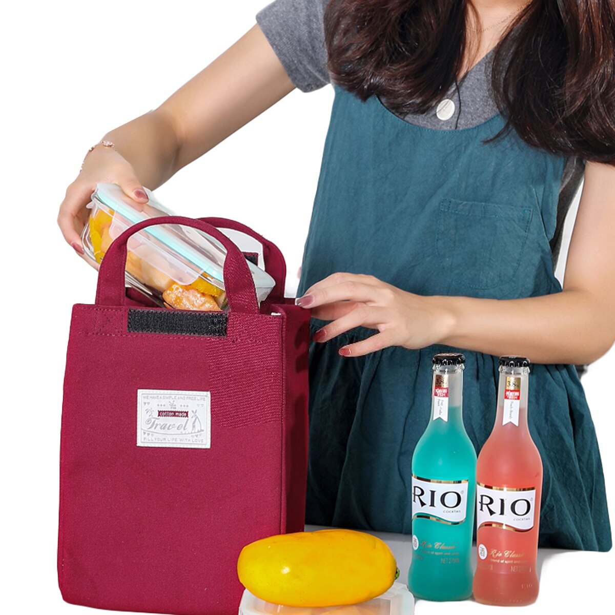 Alla moda della Tela di Canapa Pranzo Borsa Per Adulti Bambini Scatola di Pranzo Portatile Borse Pic-nic Da Viaggio di Scuola Addensato Grande pacchetto di Isolamento Tote