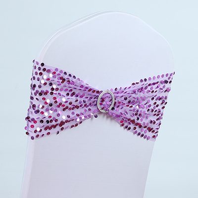 Glitzer-Pailletten Stuhlschärpen – 100 Stück, Dehnbar, Für Hochzeit, Party, Deko (silbergrau)