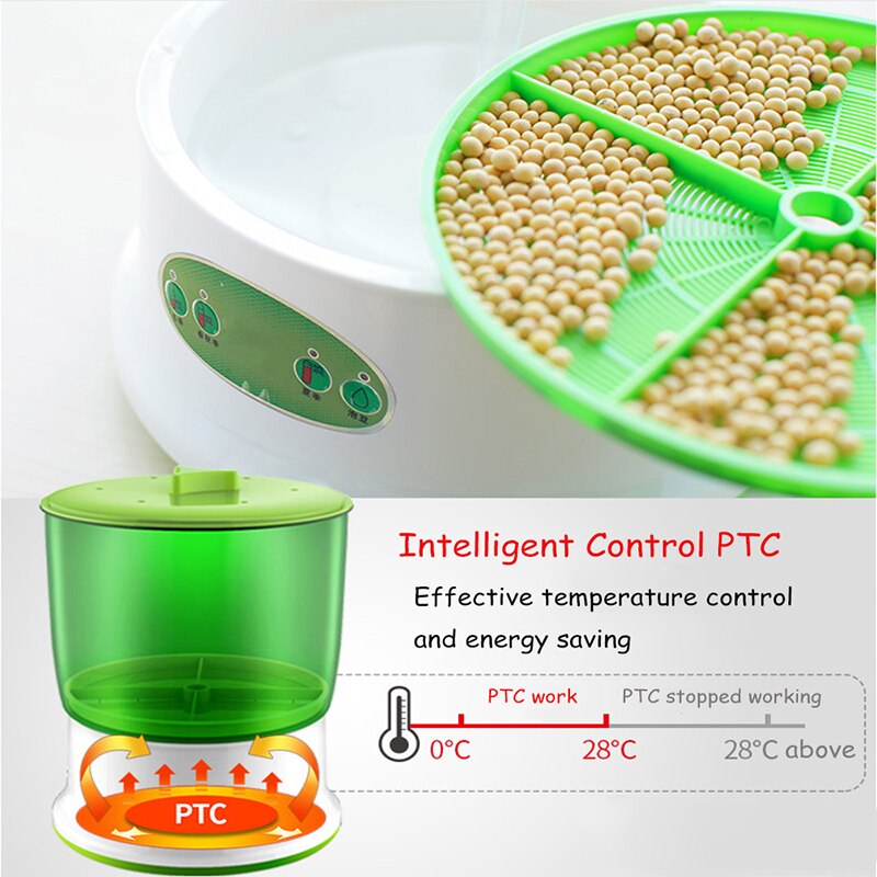 Termostato inteligente para crecimiento de semillero, cubo automático para crecimiento de brotes, máquina de cultivo para el hogar, doble cubierta grande