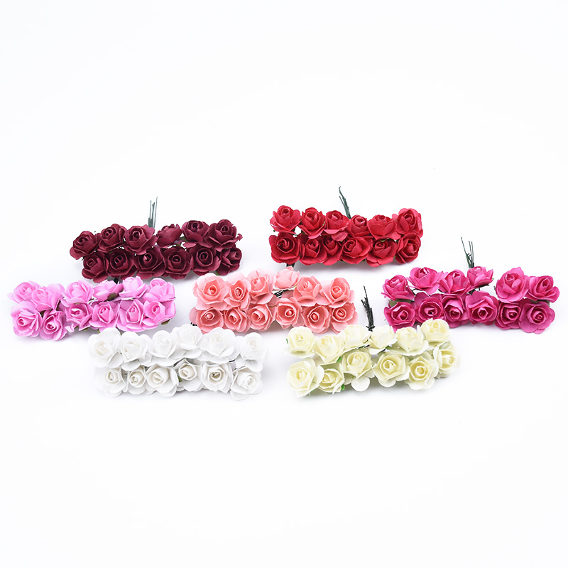 12 stuks Decoratieve bloemen kransen scrapbooking Papieren bloemen kerst decoraties voor thuis diy box kunstbloemen