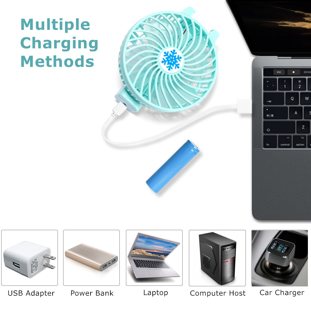Mini ventilador de mano portátil plegable ventiladores eléctricos de refrigeración con luz LED 3 velocidades ventiladores de escritorio Personal para niños Bebé Hogar al aire libre