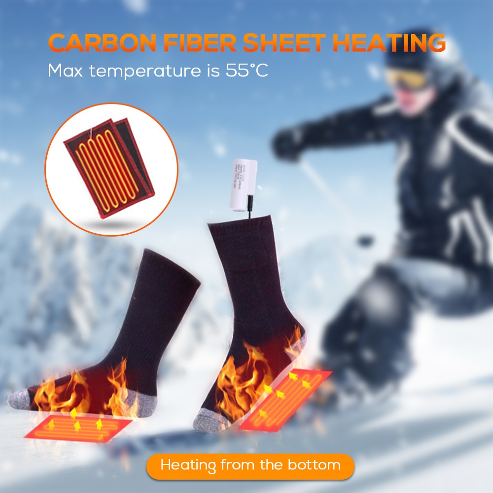 Heated Socks Thicken Warmer Socks Rechargeable Battery Powered Socks Winter Warm High Tube Socks Men Women Ice Fishing Skiing