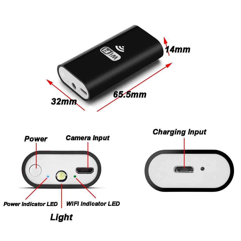 Ouhaobin Draadloze Endoscoop Inspectie Camera Voor Ios Android 2.0 Megapixel 1200P Hd B April 10